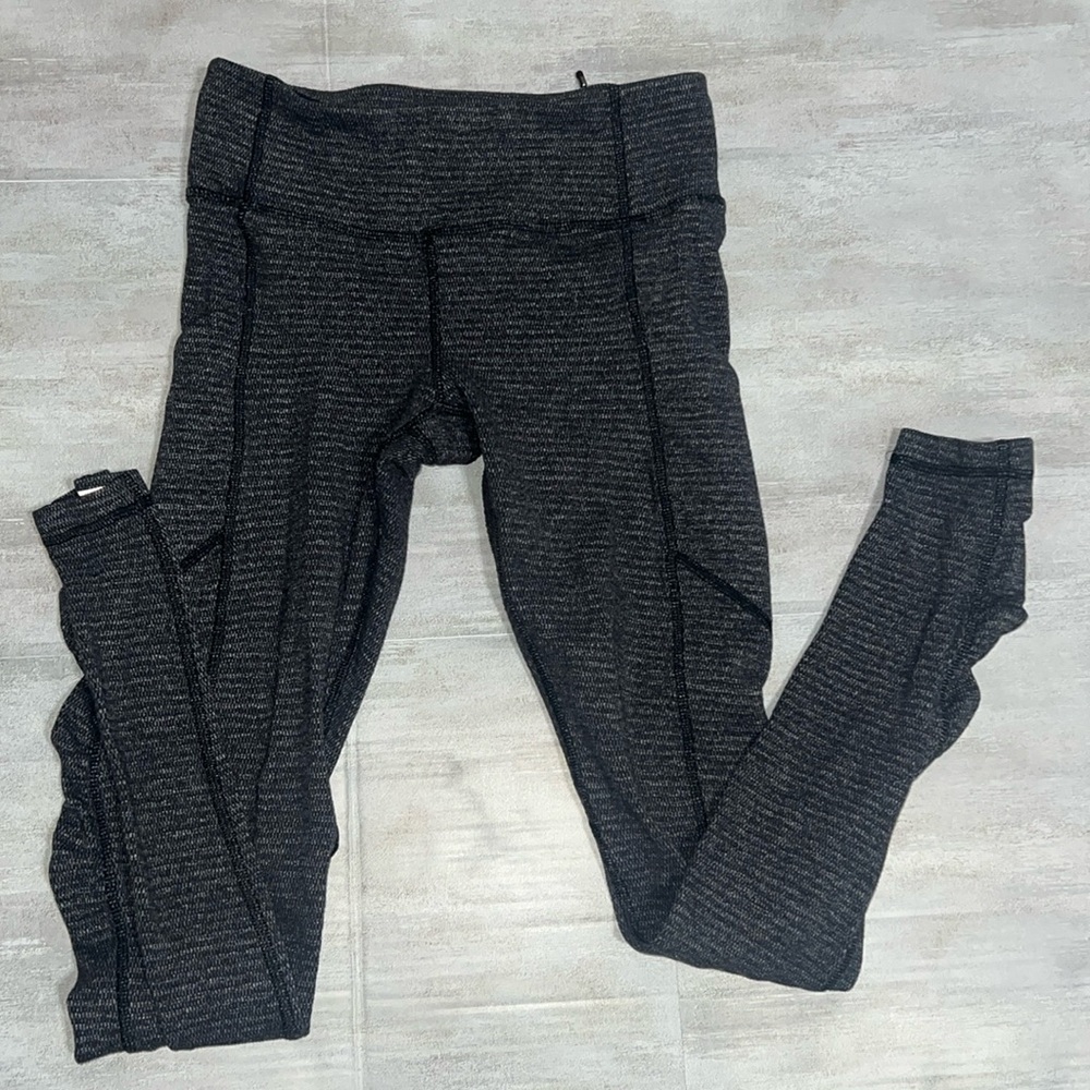 Lululemon Speed Tight IV Rulu Leggings Women's 4 Gray Heathered Skinny Ruched